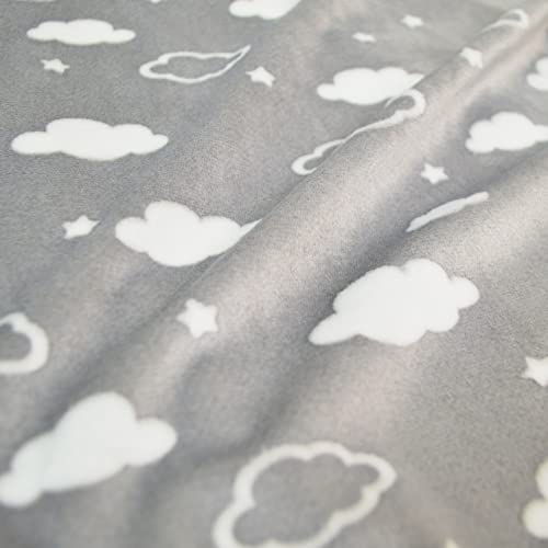 TL Care Heavenly Soft Chenille Fitted Crib Sheet 28" x 52", Warm and Cozy Neutral Chenille Sheet, Gray 3D Cloud, for Boys and Girls, Fits Crib and Toddler Bed mattresses
