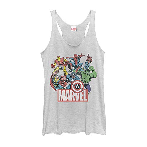 Marvel Junior's Universe Heroes of Today Tri-Blend Racerback Layering Tank, Tahiti Blue, X-Small