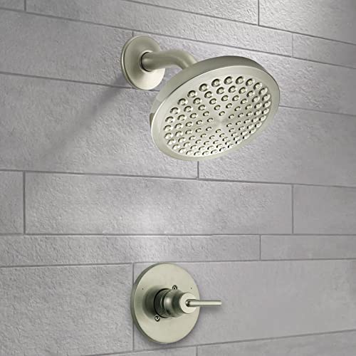 Nuodan High Pressure Rain Shower Head - High Flow Rainfall Showerhead - Luxury Modern Look - Pressure Boosting Bathroom Shower Heads (6 inches, Brushed Nickel)
