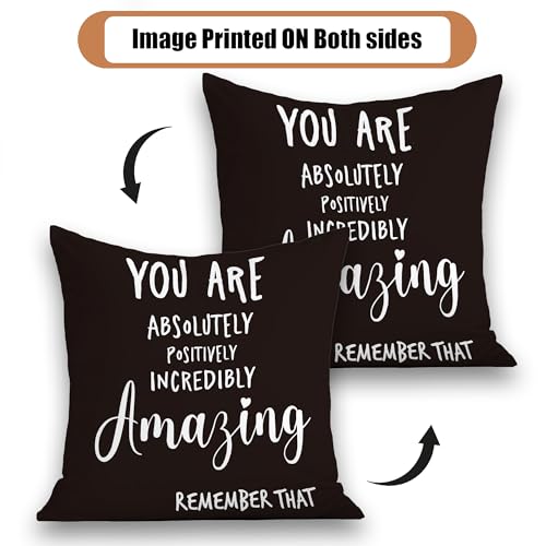 NATSUNO You are Awesome Gifts,Black Pillow Cases 18X18,Inspirational Pillows,You are Amazing Gifts for Women,Inspirational Gifts for Women,Encouragement Gifts for Women(Black)
