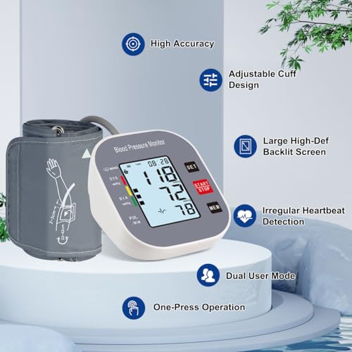 Blood Pressure Monitors for Home Use, Blood Pressure Machine Upper Arm with Large Wide Cuff Automatic Digital BP Machine LCD Screen BSX583 (Dark Grey)