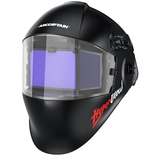ARCCAPTAIN Welding Helmet Auto Dark: 8.46"X2.75" Super Large Viewing Screen True Color Welding Helmet with Side View, Wide Shade 3-5/5-9/9-13