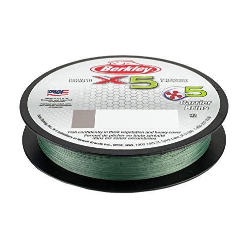 Berkley x5 Braid Superline, Low-Vis Green, 80-Pound Break Strength, 2188yd Fishing Line, Suitable for Freshwater and Saltwater Environments