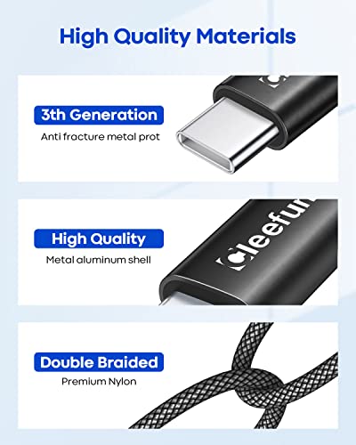 CLEEFUN USB C Cable [3ft, 5-Pack], USB A to Type C Cable Fast Charging C Charger Cord Braided for iPhone 15 Pro Max/Pro/Plus, for Samsung Galaxy S24 S23 S22 S21 S20 Ultra S10, Moto, Pixel