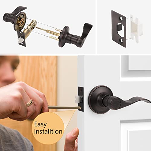 Probrico Wave Shape Passage Door Lever Black Keyless Handle for Hall and Closet, Interior Non-Locking Leverset Handleset Hardware,Reversible for Right and Left Handed Doors,1 Pack