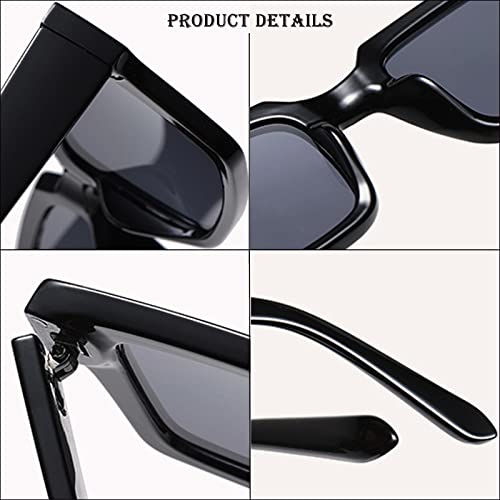 SDINM Rectangle Black Sunglasses for Women Men Trendy Square Sun Glasses Shades, Retro Women's Black Accessories