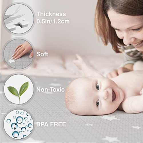 Biliboo Soft Foam Mats for Floor - Perfect Baby & Kids Play Mat - Crawling and Exercise - Non-Toxic, Waterproof, and Easy to Clean - Stars