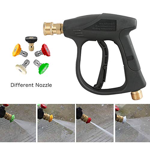 Sooprinse High Pressure Washer Gun,3000 PSI Max with 5 color quick connect Nozzles M22-14 hose connector 3.0 TIP