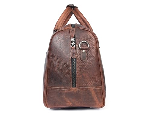 Leather Travel Duffel Bag | Gym Sports Bag Airplane Luggage Carry-On Bag | Gift for Father's Day By Aaron Leather Goods (Blue) 20 x 11 x 9 Inch