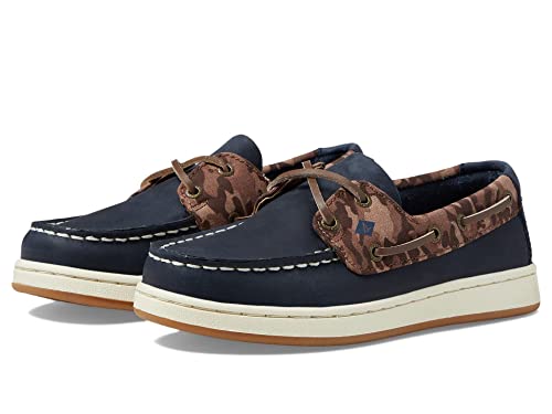 Sperry Cup II Boat Shoe, TAN/Navy, 2.5 US Unisex Big Kid