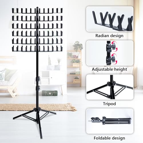 Eastdone Braiding Hair Rack Standing Hair Extension Holder Hanger, 144 Pegs Hair Divider Rack for Braiding Hair Separator Stand Display Stand (black)