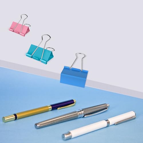 Binder Clips Assorted Sizes, 120 Pcs Colored Paper Clamps, Jumbo, Large, Medium, Small, Mini, Micro (120 Pcs)