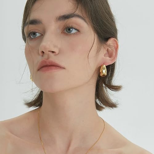 Gold Hoop Earrings Set for Women, Small Cubic Zirconia Gold Earrings Sets for Multiple Piercing, Hypoallergenic Chunky Gold Earrings for Women Jewelry