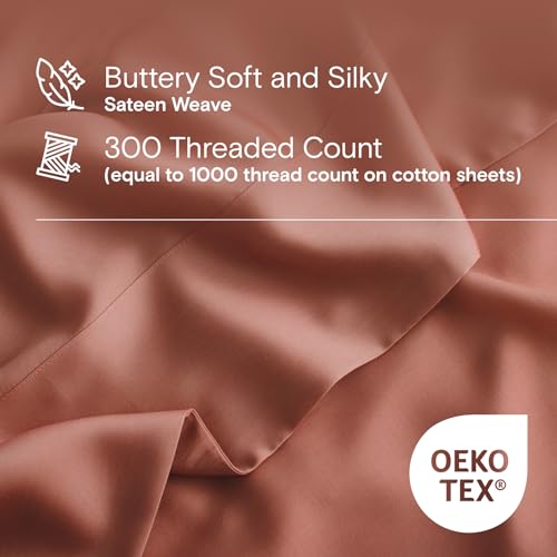 DOZ Duvet Cover Set, 100% Viscose derived from Bamboo, Organically Grown, Buttery Soft, Cooling Duvet Covers, High GSM, 1 Duvet Cover and 1 Pillowcase, 70"x90" (Clay, Twin/Twin XL)