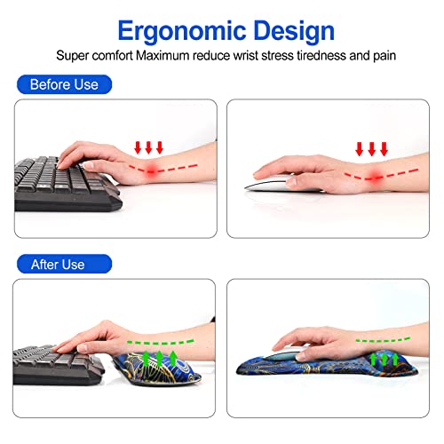 ToLuLu Keyboard Mouse Pad Wrist Rest Set, Gel Ergonomic Mouse Pads for Computer Laptop Office Home, Comfortable Mousepad Keyboard Wrist Support Memory Foam for Easy Typing Pain Relief, Nice Sunflower