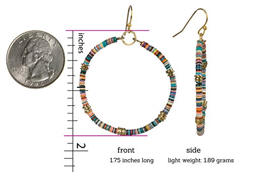 SPUNKYsoul Handmade Bohemian Multi-Colored Sequin Hoop Gold Earrings (SMALL DISC)