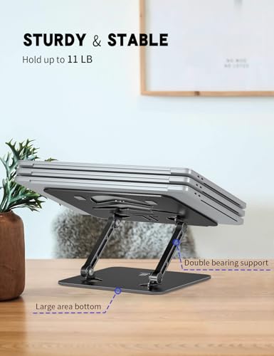 ToBeoneer Laptop Stand for Desk, Adjustable Laptop Stand, Foldable Laptop Riser Portable Computer Stand Compatible with MacBook Air/Pro, Dell XPS, Lenovo, HP and All Laptops up to 15.6 inches (Black)