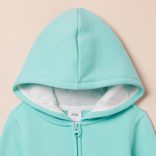 Amazon Essentials Girls' Fleece Zip-Up Hoodie Sweatshirt, White Ditsy Floral, Small