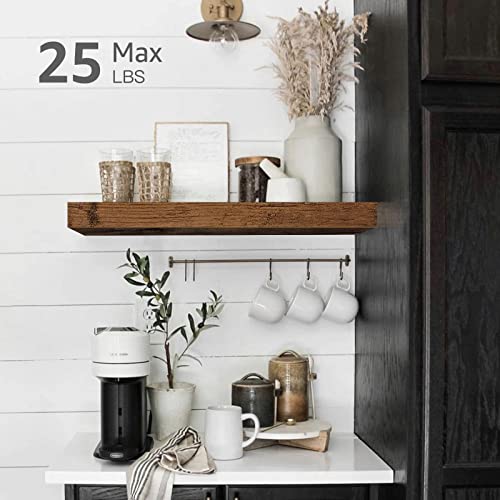 QEEIG Bathroom Floating Shelves for Wall - Shelf Over Toilet Small Wall Mounted Farmhouse Decor 16 inch Set of 2, Rustic Brown (008-40BN)