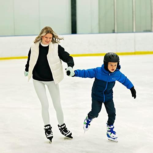 Xino Sports Adjustable Ice Skates - Faux Fur Padding, Reinforced Ankle Support, Fun Ice Skates for Beginners and Kids, Great for Indoor and Outdoor Skating (Black, Small Junior 13-3)