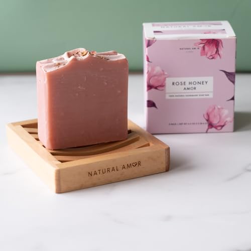 Natural Amor All-Natural Handmade Organic Soap Bar Set, Rose Honey Amor Soap Kit with pure Essential Oils, Gentle Body & Facial Soap for Unisex-adult,Total 8.6 oz, Made in USA, 2 Pack