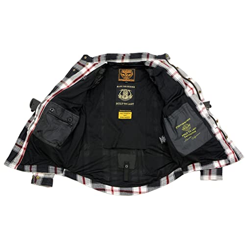 Milwaukee Leather MPM1625 Men's Plaid Flannel Biker Shirt with CE Approved Armor - Reinforced w/Aramid Fibers - Small Multi