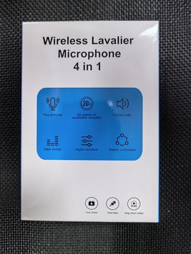 HMKCH Dual Wireless Lavalier Microphones for iPhone Android Camera Laptop PC, 4 in 1 Wireless Lapel Mic for Video Recording Vlog, YouTube, TikTok