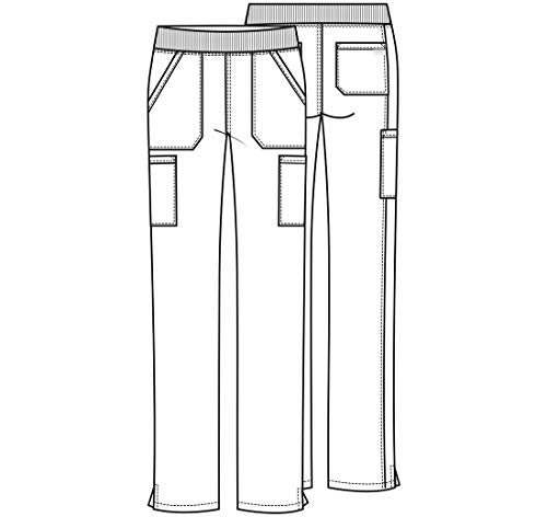 CHEROKEE Workwear Professionals Women Scrubs Pant Mid Rise Straight Leg Pull-on Cargo WW170T, XL Tall, Grey