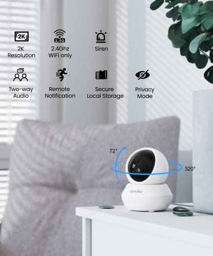 wansview Cameras for Home Security- 2K Indoor Camera, Motion Detection, Cat/Dog/Baby Camera with Pan Tilt, SD Card & Cloud Storage, Works with Alexa