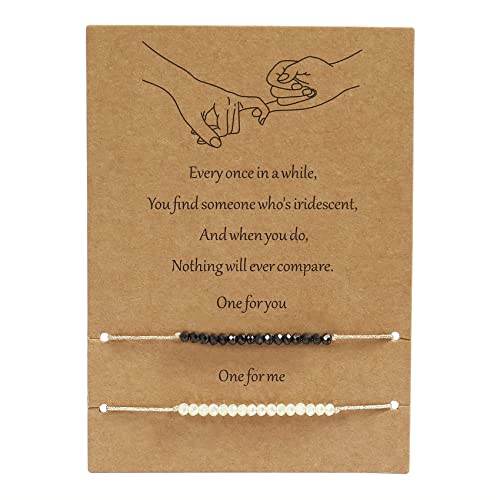 Elegance 11 designs Natural Crystal Friendship Bracelet Best Friend Bracelet for, Bracelets Adjustable for Couple Family Women Teen Girls Friendship gifts 2PC