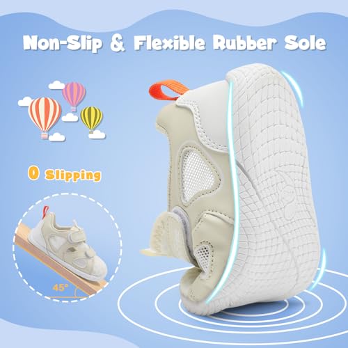 JOINFREE Toddler Shoes Boys Girls Shoes Kids Breathable Sneakers Tennis Shoes School Shoes Casual Sports Shoes Baby Walking Running Playing Shoes LightGrey 4-5 Toddler