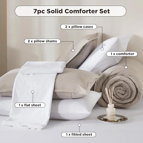 Andency Pink Comforter King Size - 7 Pieces Bed in a Bag King Bedding Comforter Sets, Summer Plain Soft Lightweight Comforter with Fitted Sheets, Flat Sheets, Pillowcases & Shams