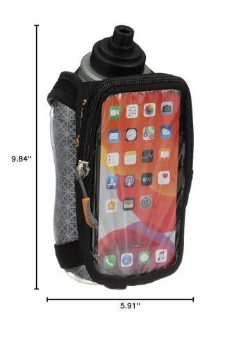 Nathan SpeedView Flask, Handheld Water Bottle & Phone Case Holder, Insulated for Running & Walking, 18oz