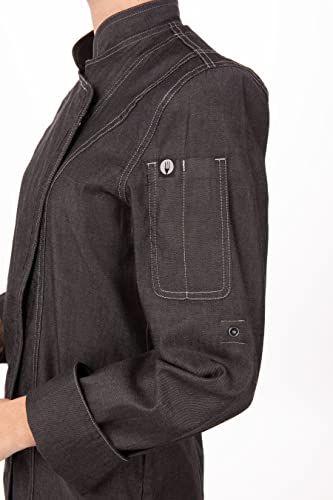 Chef Works Women's Gramercy Denim Chef Coat, Black, X-Small