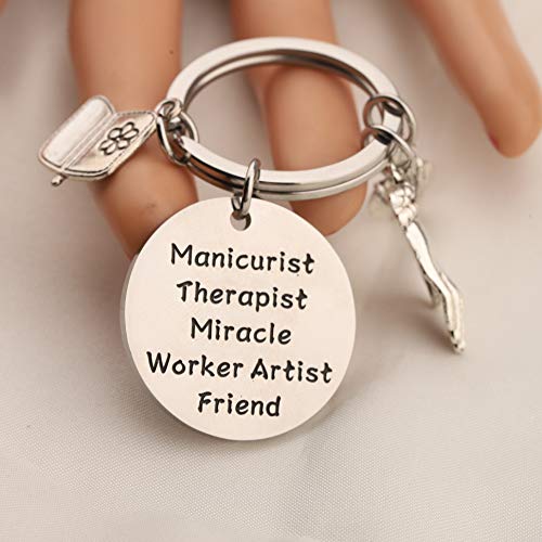 BEKECH Manicurist Gift Nail Tech Gift Manicurist Therapist Miracle Worker Artist Friend Keychain