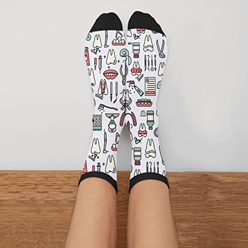 Dentist Dress Socks Novelty Casual Dentistry Teeth Crew Socks Gifts For Men Women