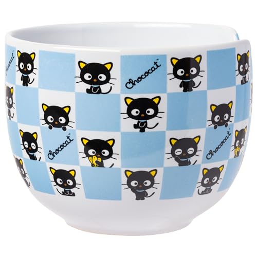 Silver Buffalo Hello Kitty Spring and Summer Flowers Rainbow Stripes Ceramic Ramen Noodle Rice Bowl with Chopsticks, Microwave Safe, 20 Ounces