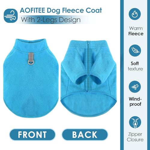 AOFITEE Dog Fleece Sweater, Small Dog Sweater, Stretch Dog Sweaters for Small Dogs Girl Boy, Fleece Dog Vest Puppy Sweater, Lightweight Dog Winter Jacket Sweatshirt with D-Ring and Turtleneck, XS