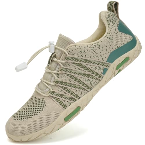WateLves Barefoot Water Shoes Women Men Beach Swim Shoes Athletic Quick-Dry Aqua Socks Breathable Mesh Sneakers Walking Shoes (358/White/Green, 45)