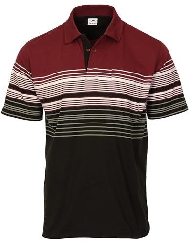 Gioberti Mens Multiple Stripe Polo Shirt with Pocket - Short Sleeve Yarn Dye, Royal Blue, Size M