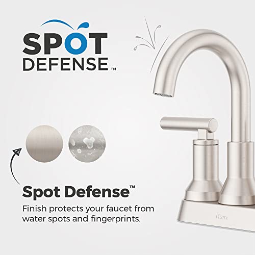 Pfister Capistrano Bathroom Sink Faucet, 4-Inch Centerset, 2-Handle, 3-Hole, Spot Defense Brushed Nickel Finish, LF048CSOGS