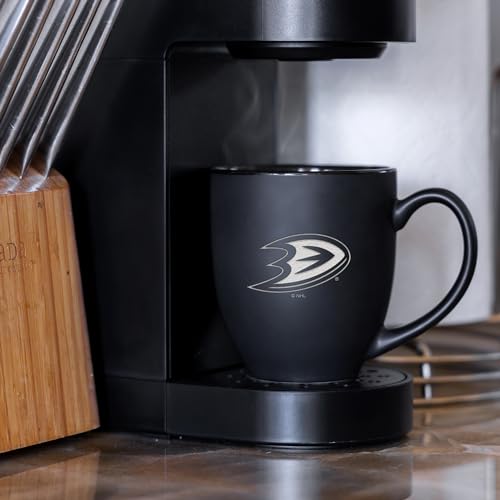 Rico Industries NHL Hockey Pittsburgh Penguins 15oz Laser Engraved Matte Black Ceramic Bistro Mug - For Hot or Cold Drinks