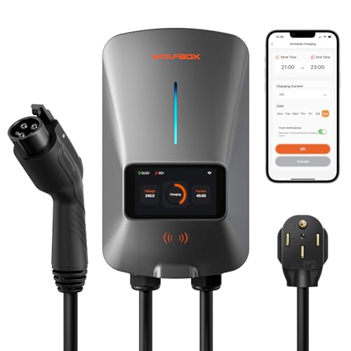 WOLFBOX Tesla Charger, NEMA 14-50 Tesla Wall Charger, 240V Tesla Wall Connector, WiFi Enabled Tesla Home Charger,Outdoor Tesla Level 2 Charger, Compatible with Tesla Model Y/3/X/S,Up to 40Amp