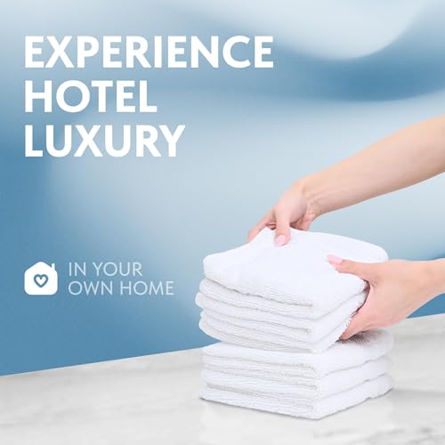White Classic Luxury Cotton Washcloths - Face Towel Set | 12 Pack | Aqua