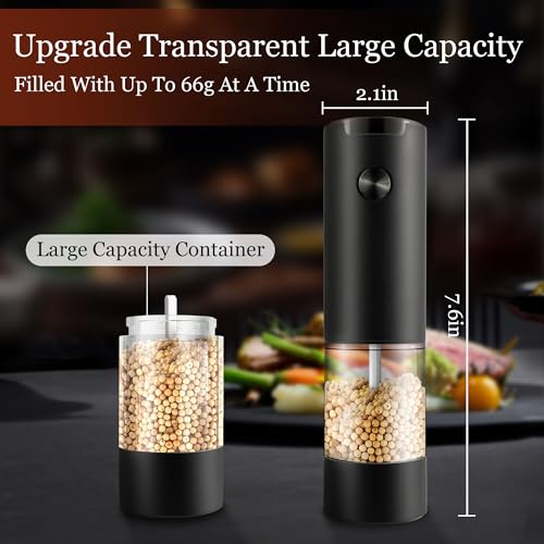 Electric Salt and Pepper Grinder, Automatic Mill, Adjustable Coarseness, LED Light - Convenient One-Hand Operation - Perfect for Kitchen and BBQ - Includes Salt and Pepper Shakers