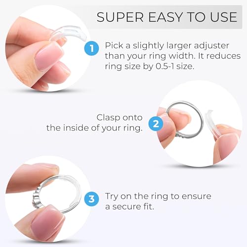 5 STARS UNITED Ring Sizers for Loose Rings - 8-Pack Easy-Clip Ring Size Adjuster for 1-10 mm Band Widths - Ring Guards for Women and Men, Not for Size 11+ Rings