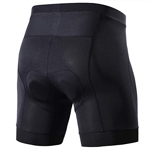 Souke Sports Men's Cycling Underwear Shorts 4D Padded Bike Bicycle MTB Liner Shorts with Anti-Slip Leg Grips Black