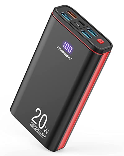 Ayeway Battery Pack USB C Portable Charger PD 20W Fast Charging 26800mAh Power Bank with 5 Ports Output,External Battery Phone Charger for iPhone 13,14,15,MacBook,Samsung Galaxy,Gamepads,Travel,etc.