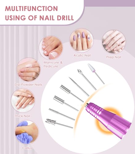 Portable Nail Drill Electric File: 40000RPM Professional Nail E File for Acrylic Nails Remove Nail Gel Polish Manicure, Rechargeable Cordless Nail Drill Machine with Bits & Base for Salon Home, Black