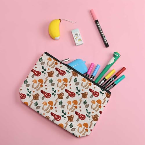 ZHAMEN Mushroom Gifts Cute Mushroom Stuff Makeup Bag Mushroom Accessories Mushroom Things Makeup Pouch for Women Cousin Sister Mushroom Lovers Mushroom Themed Gifts Cosmetic Bag Mushroom Party Favors